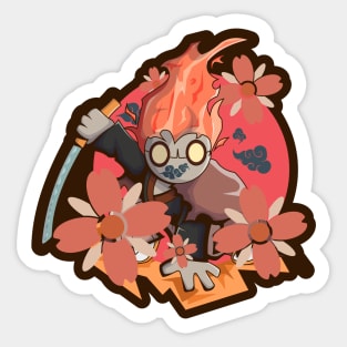 Samurai flames warrior character Sticker